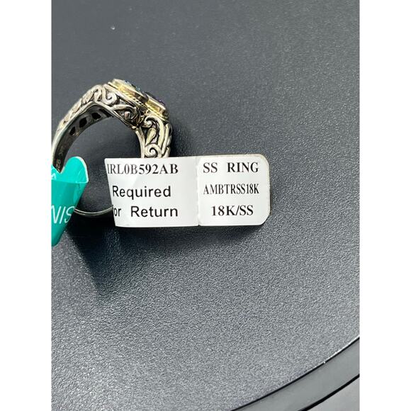 Effy Balissima Sterling Silver 18k Blue Topaz Amethyst Gemstones Bypass Ring 7.5 - Picture 3 of 15